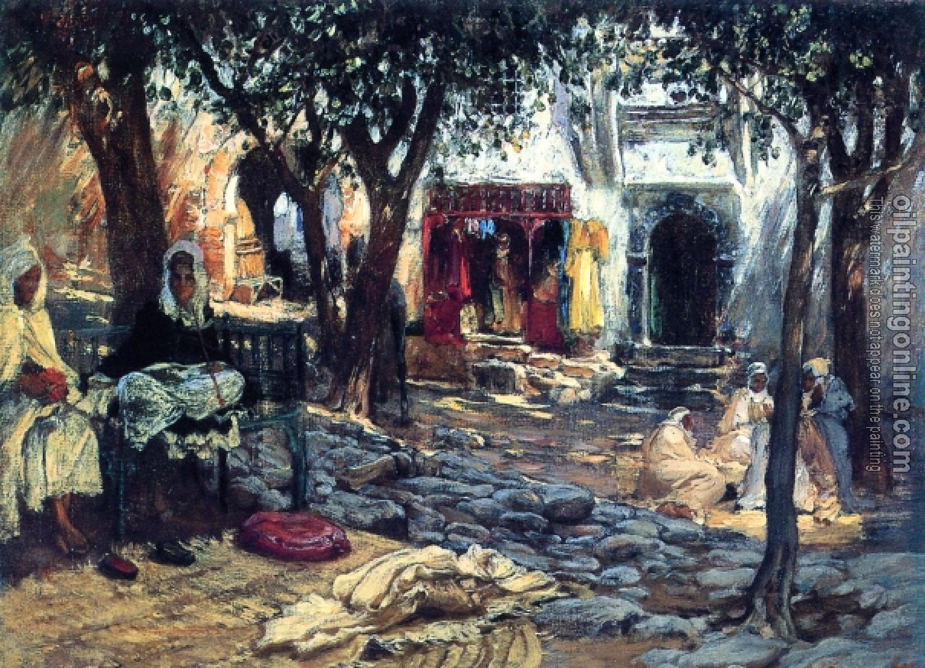 Frederick Arthur Bridgman - Idle Moments An Arab Courtyard